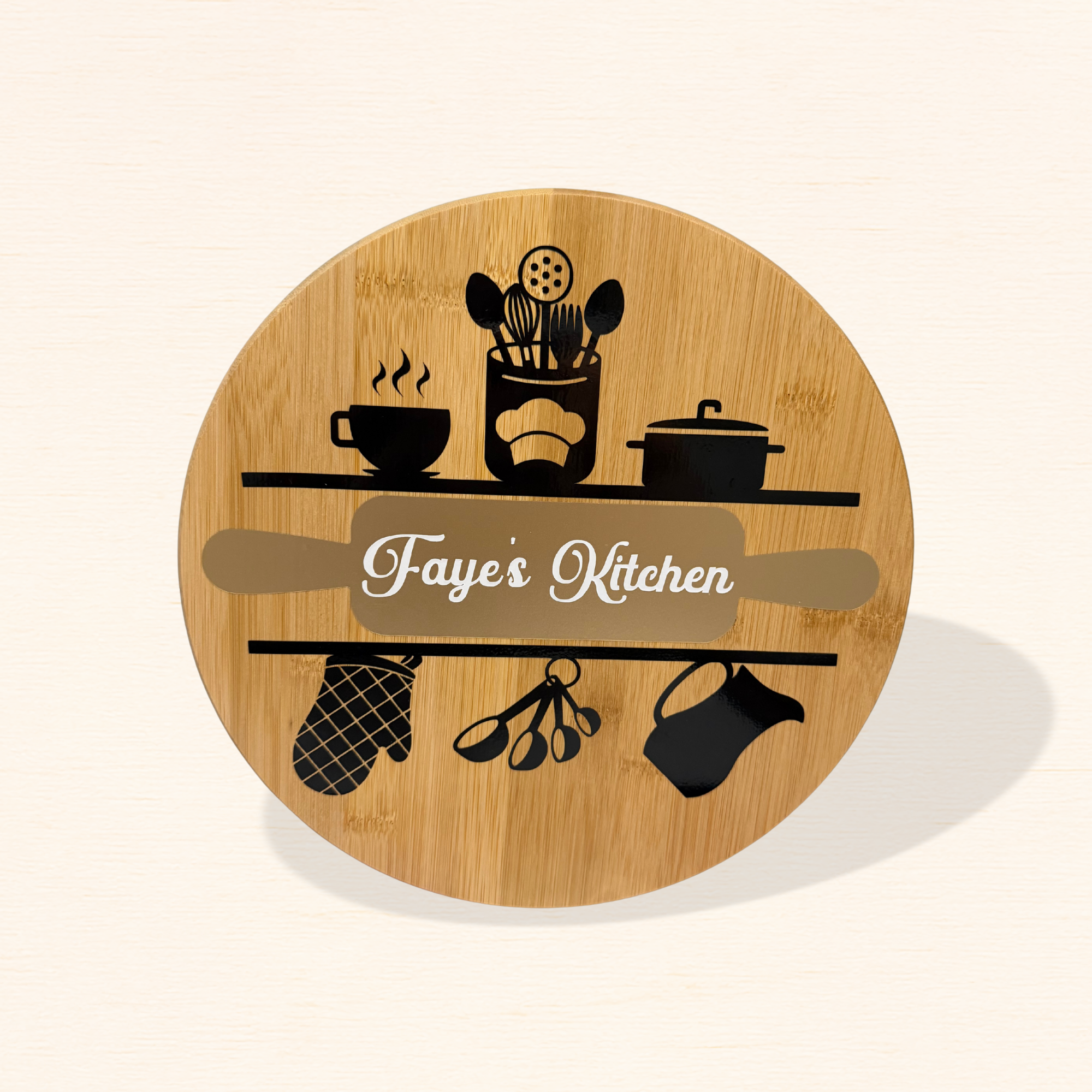 Personalised Kitchen Vinyl Wooden Décor Board