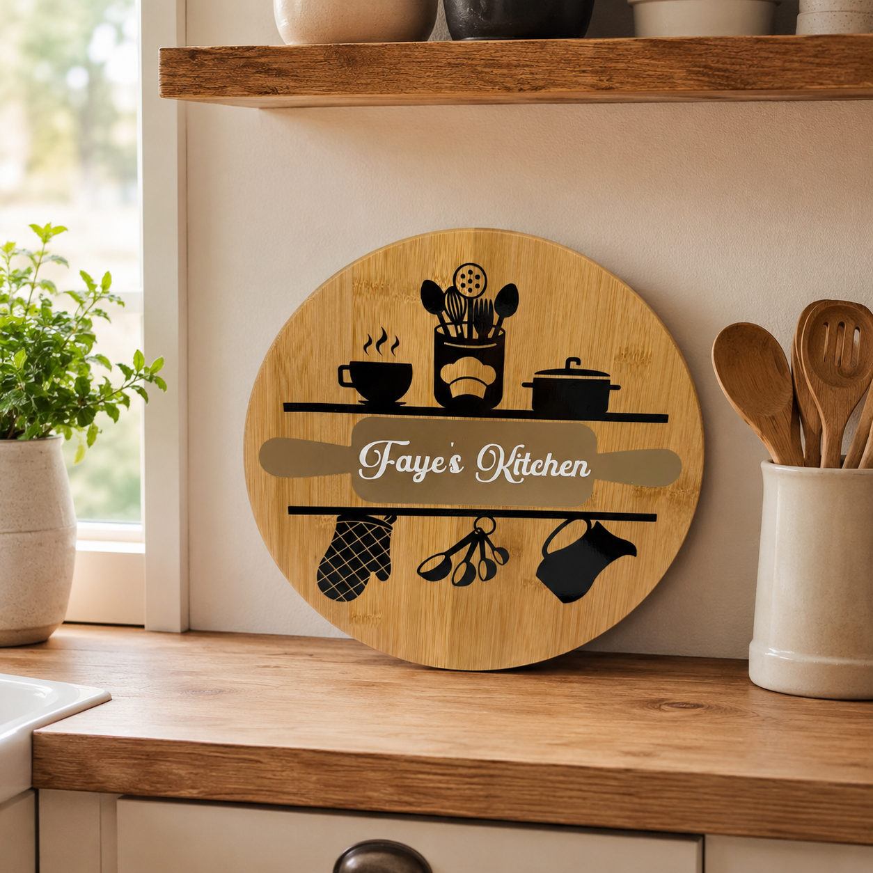 Personalised Kitchen Vinyl Wooden Décor Board - Image 2